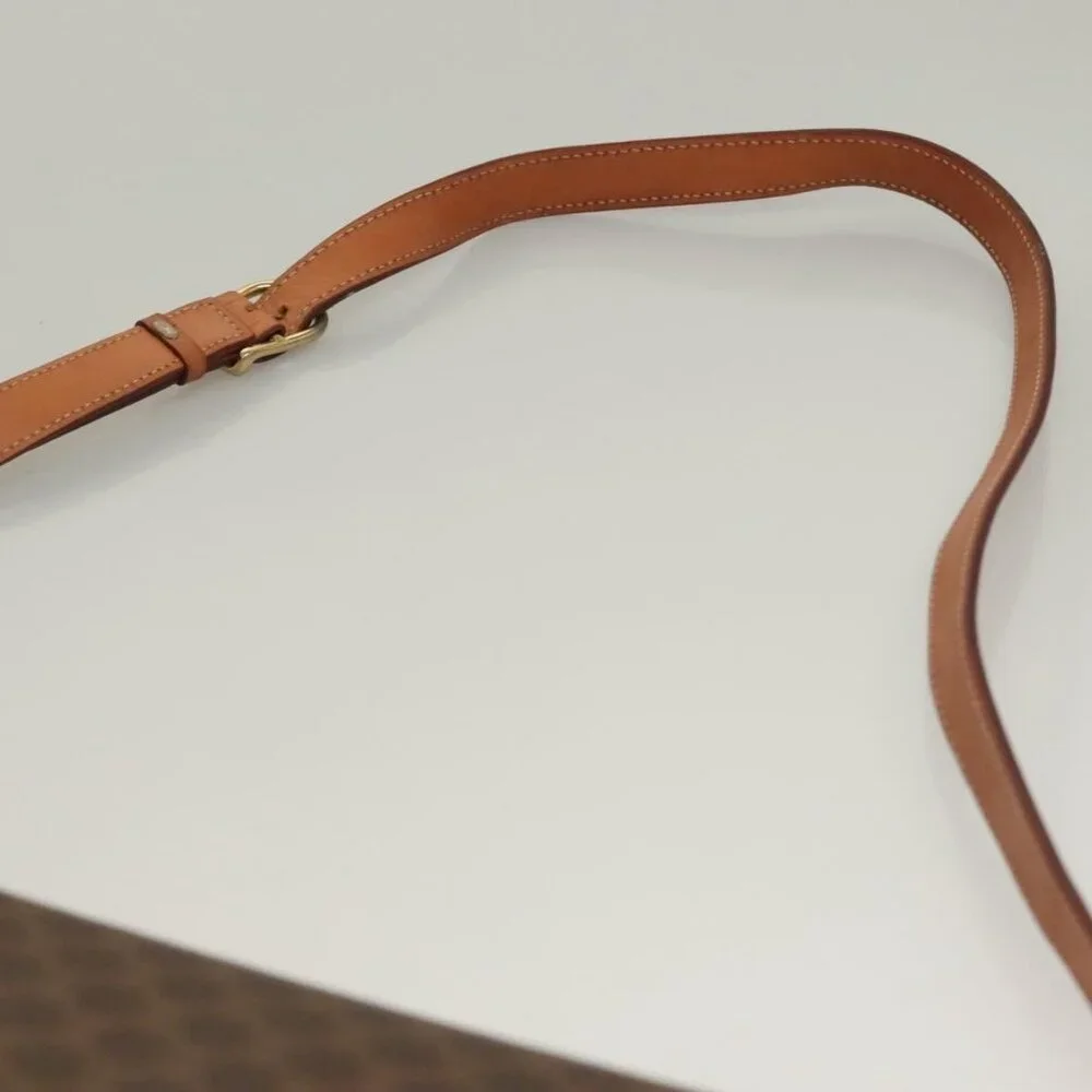 Authentic CELINE Macadam Canvas Shoulder Bag PVC Leather Brown Gold - Picture 15 of 16